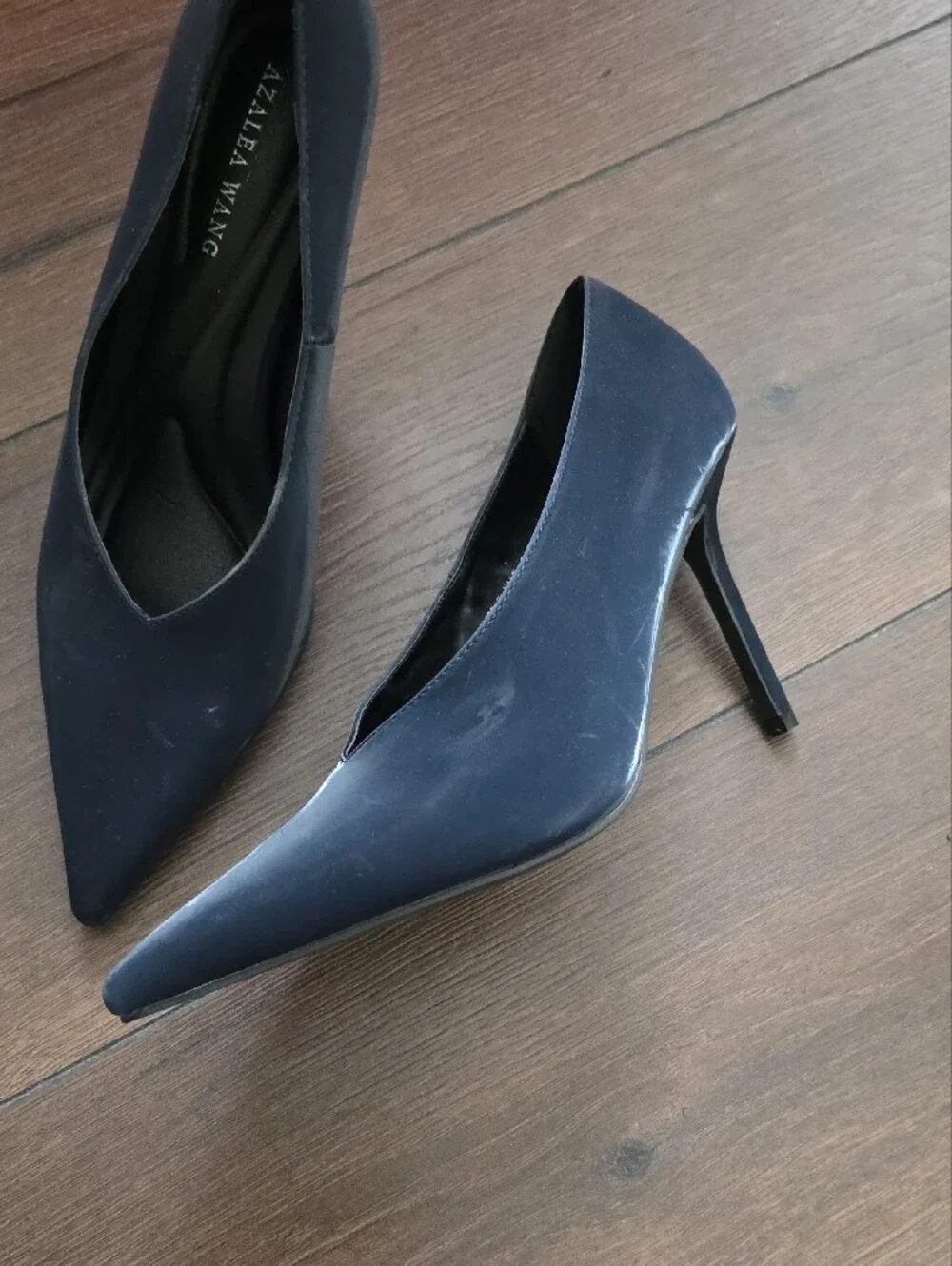 Azalea Wang Akira‎ Patricc Navy Liquid Luxe Stiletto Pump